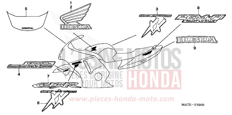 STRIPE/MARK (1) for Super Blackbird DARKNESS BLACK METALLIC (NH463) from 2005